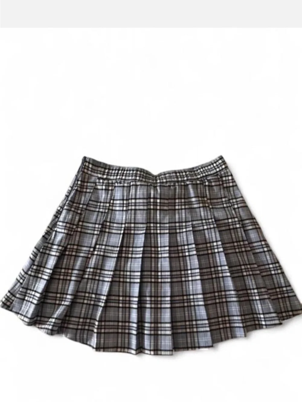 Hollister Gray Plaid Pleated Mini Skirt